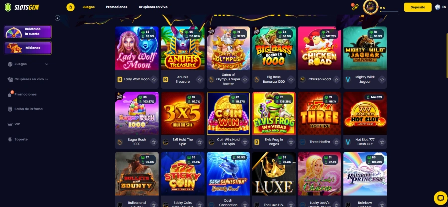 Juegos en SlotsGem