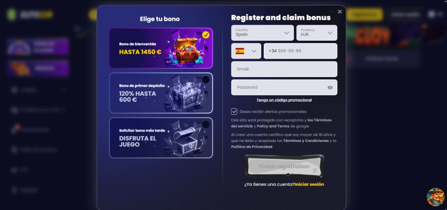 Registrarse en SlotsGem casino paso3