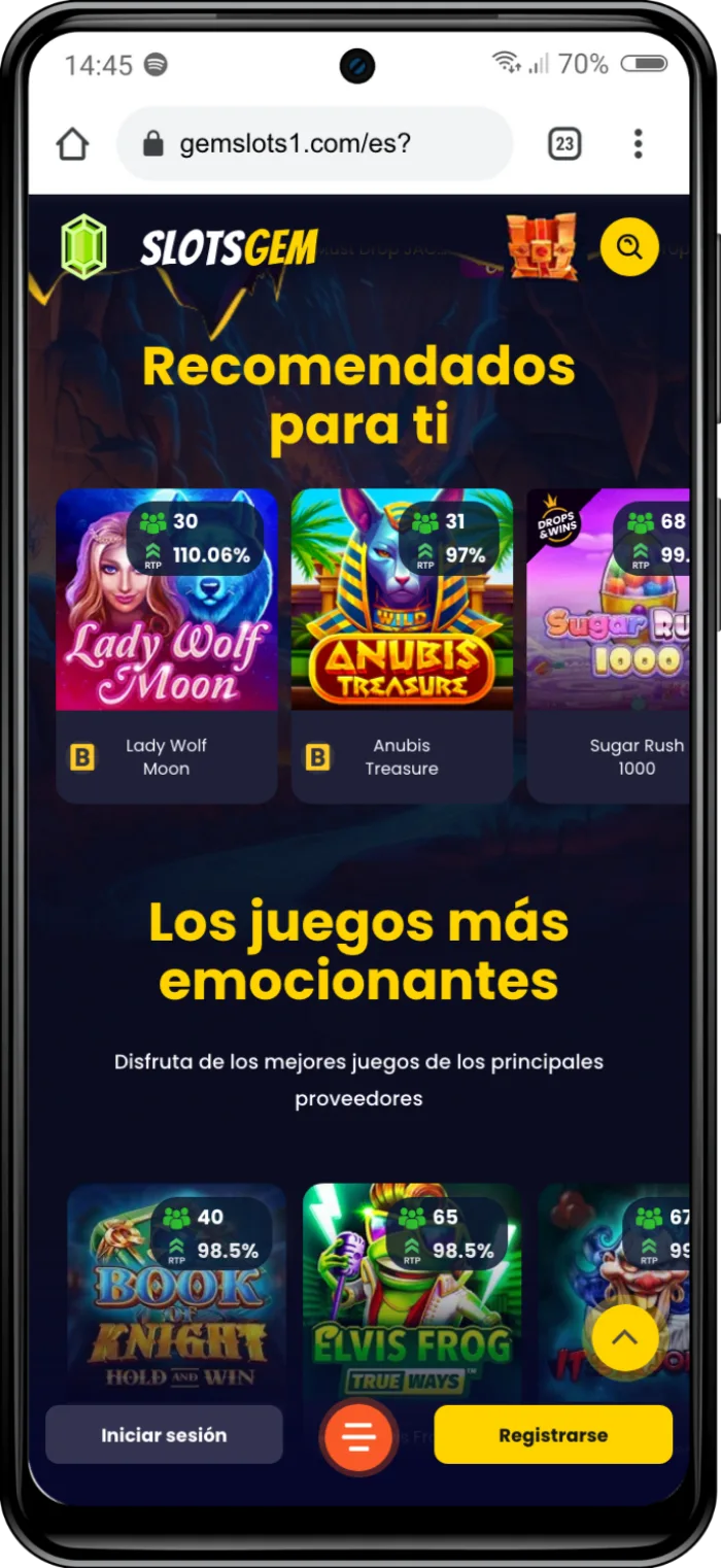 SlotsGem en el móvil
