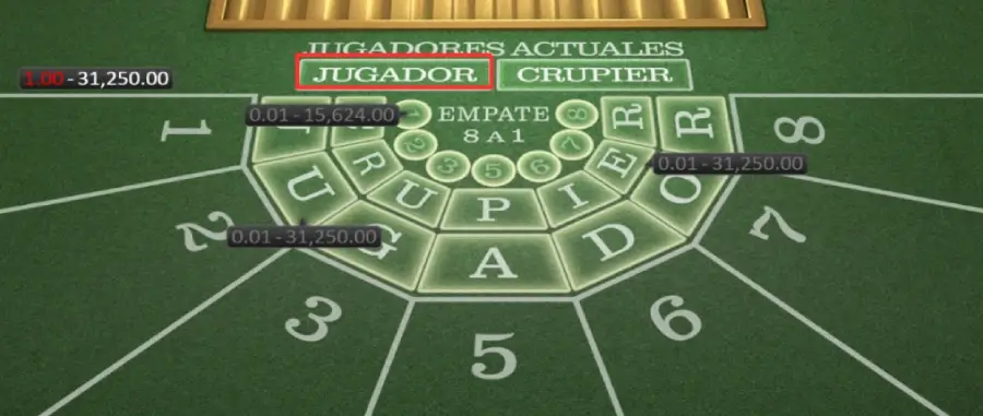 Apuesta al Jugador baccarat
