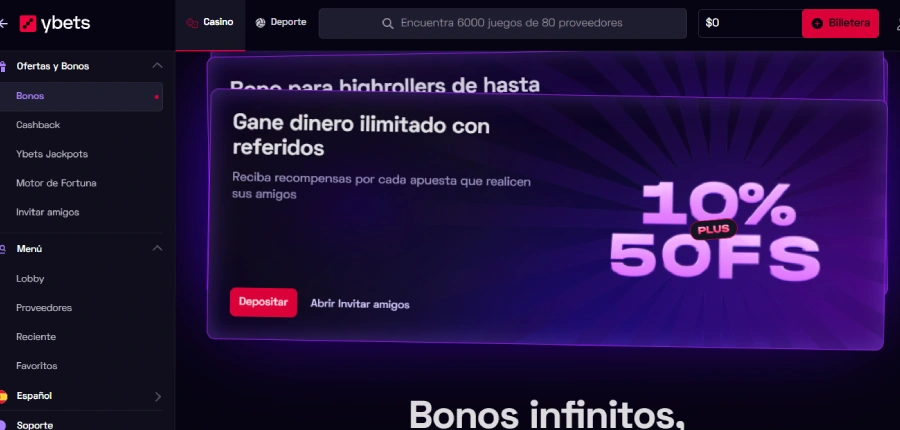 bono 20 giros gratis en Ybets