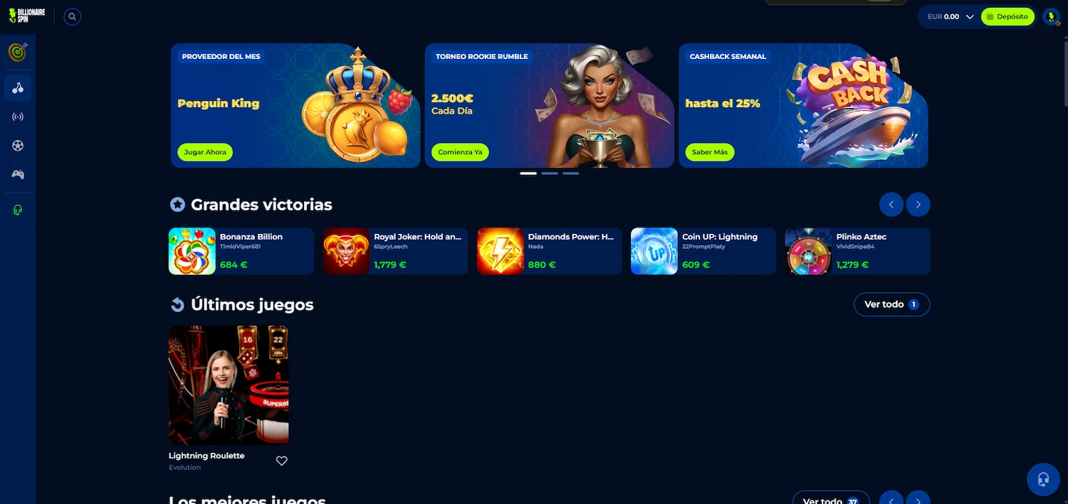 pagina de inicio billionairespin