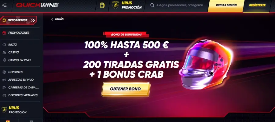 Bono 20 giros gratis Quickwin