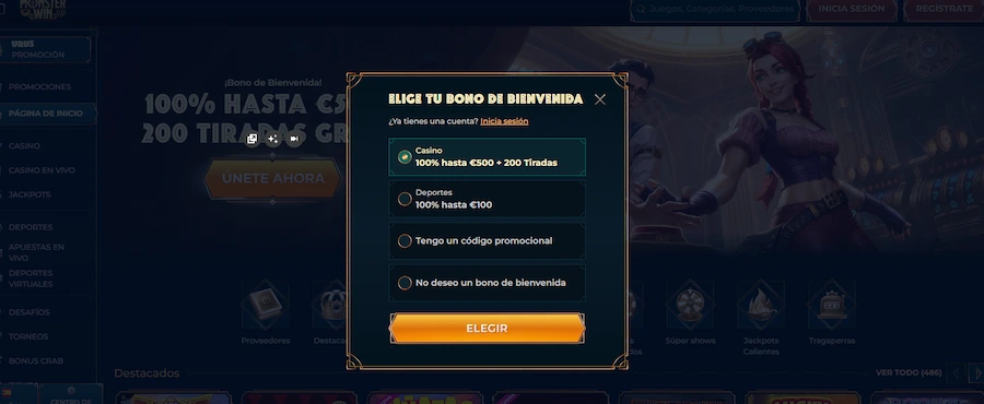registrar en Monsterwin paso 2