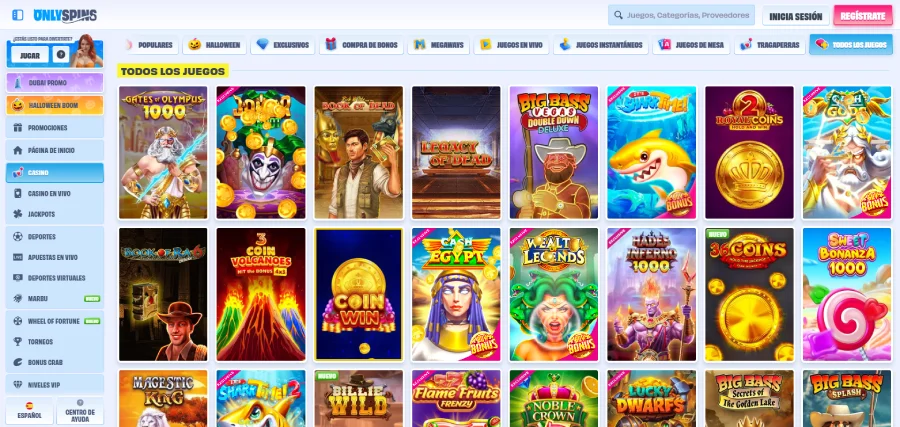Juegos en OnlySpins Casino