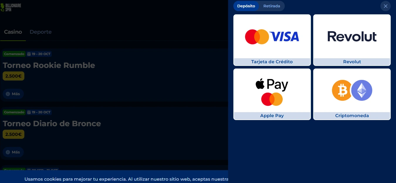 apple pay en billionairespin