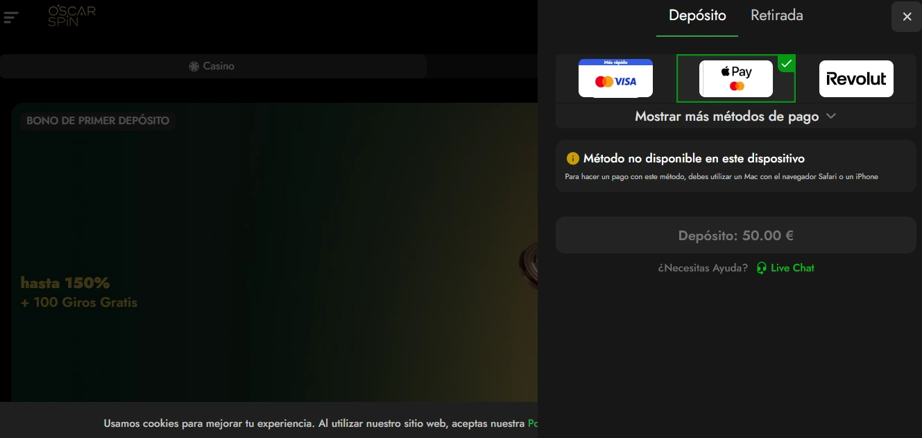 apple pay en oscarspin