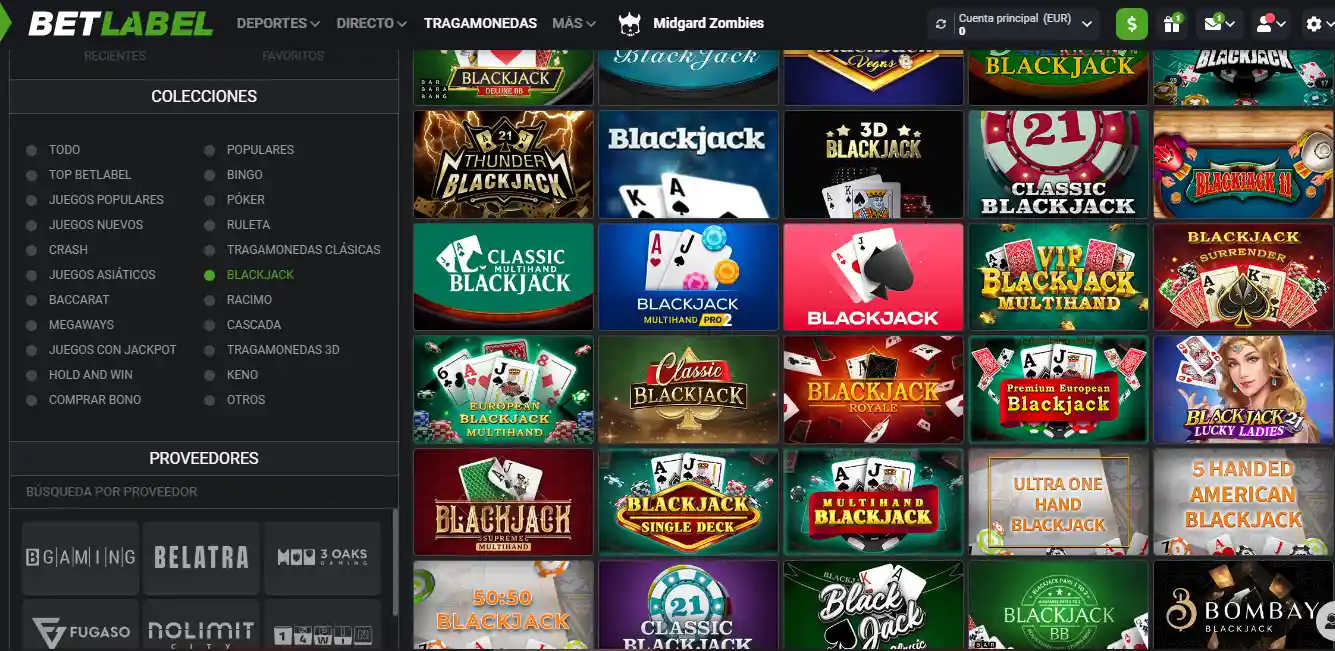 blackjack en betlabel