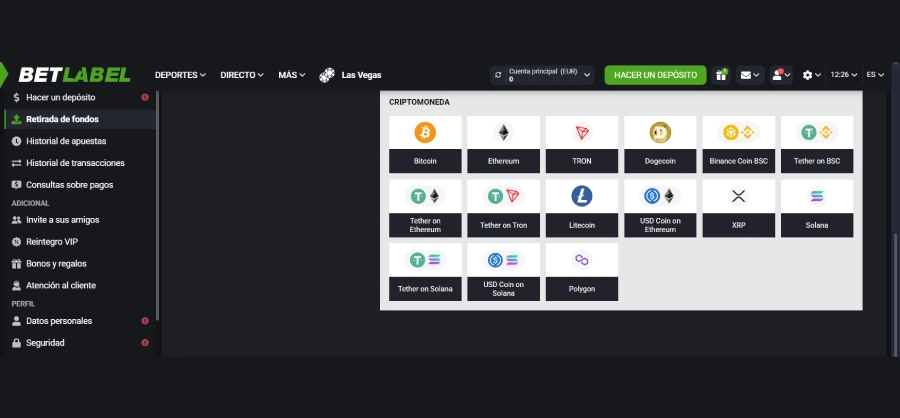 captura de pantalla metodo de pago betlabel