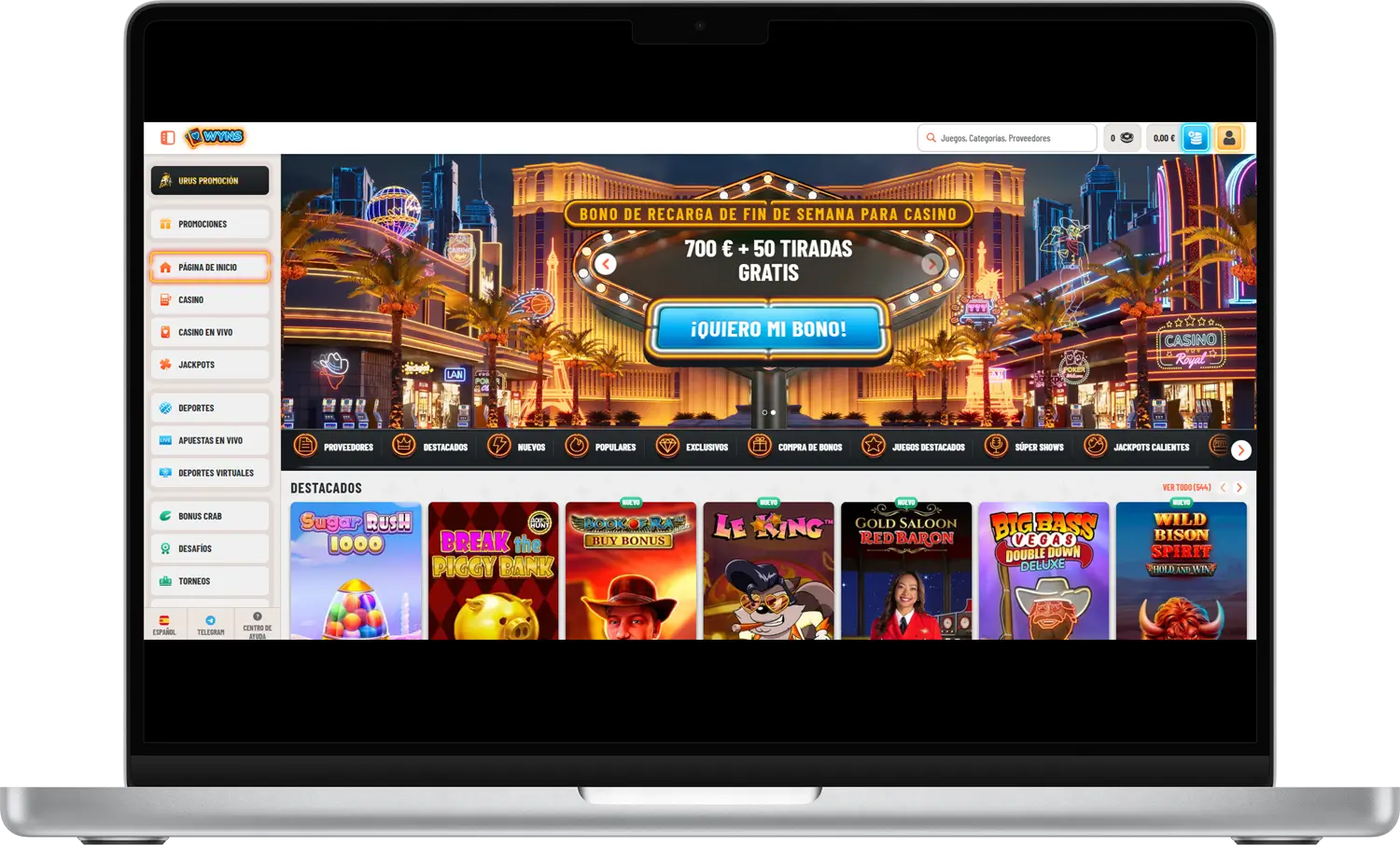 usabilidad wyns casino