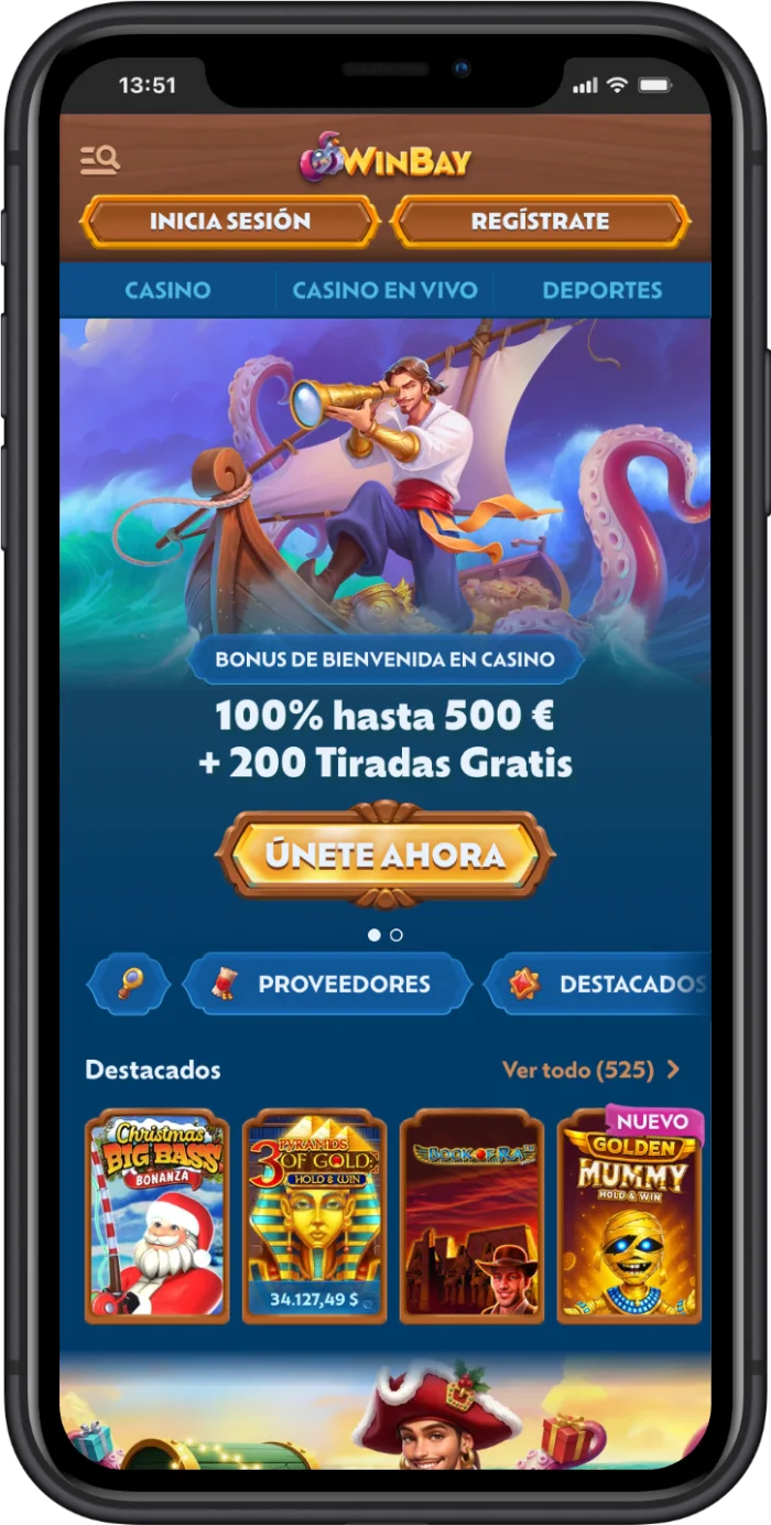 App móvil WinBay en iPhone