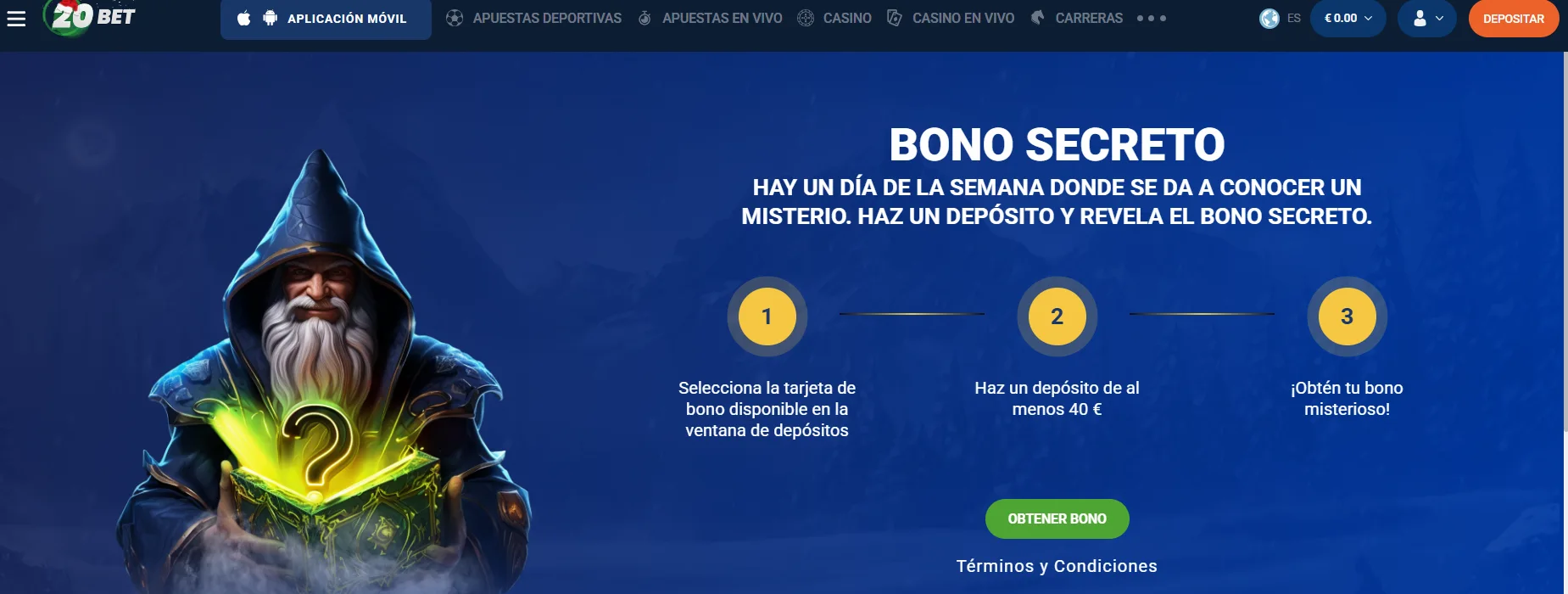 bonos secretos 20bet